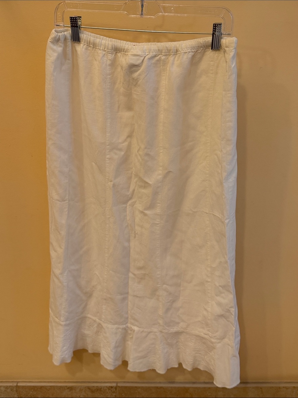 The North Face Women's White Ruffled-Hem Lace Detail Midi Skirt Linen Blend M - Picture 2 of 13